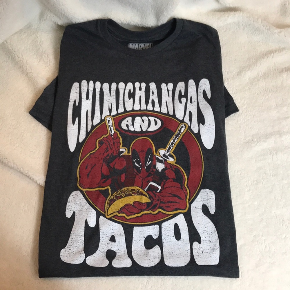 Men’s Marvel Deadpool chimichangas & tacos tee L